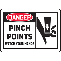 "Pinch Points" Sign, 7" x 10", Plastic, English with Pictogram Haskins Industrial Inc.