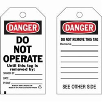 Self-Laminating Safety Tags, Polyester, 3" W x 5-3/4" H, English Haskins Industrial Inc.