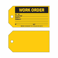 "Work Order" Tag, Paper, 5-3/4" W x 3" H, English Haskins Industrial Inc.