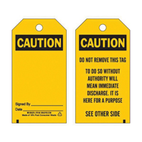 Accident Prevention Tags, Polyester, 3" W x 5-3/4" H, English Haskins Industrial Inc.