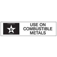 &eacute;tiquette D: Use on Combustible Metals pour extincteur Haskins Industrial Inc.