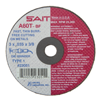Cut-Off Wheel (A36T), 3" x 0.035", 3/8" Arbor, Type 1, Aluminum Oxide, 25000 RPM Haskins Industrial Inc.
