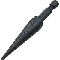 #1 Step Drill Bit, 1/8" - 1/2" , 1-3/2" Increments, High Speed Steel Haskins Industrial Inc.