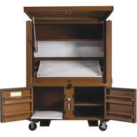 Coffre de chantier et surface de travail sur le terrain, 33" la x 63" p x 80" h, Acier, Rouge Haskins Industrial Inc.
