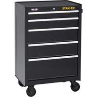 300 Series Rolling Tool Cabinet, 5 Drawers, 26-1/2" W x 18" D x 40-1/2" H, Black Haskins Industrial Inc.