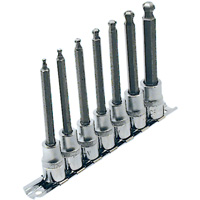 Jeu de douilles &agrave; embouts longs et sph&eacute;riques de 4" SAE LHSW-3807, Sph&egrave;re hexagonale, Prise 3/8", 7 mr Haskins Industrial Inc.