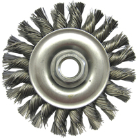 Brosses m&eacute;talliques &agrave; touret, Dia. 4", Fils 0,02", Arbre 5/8"-11, Acier Haskins Industrial Inc.