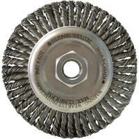 Brosses m&eacute;talliques &agrave; touret, Dia. 5-7/8", Fils 0,02", Arbre 5/8"-11, Acier Haskins Industrial Inc.