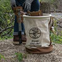 Leather-Bottom Bucket, 17" H, Canvas, White Haskins Industrial Inc.