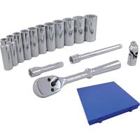 Jeu de douilles et accessoires, 15 Mcx, Prise de 3/8", Profond Haskins Industrial Inc.