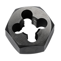 Hex Rethreading Die Nut, 1"/1-1/4" Dia., 1/4"-18 Thread, Carbon Steel/Chromium Steel Haskins Industrial Inc.
