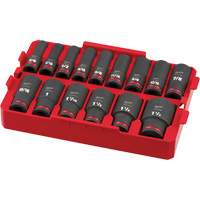 Shockwave Impact Duty Packout SAE Socket Set, 15 Pcs, Impact, 1/2" Drive Size, Deep Haskins Industrial Inc.