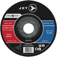 Meule &agrave; tronçonner Power-Xtreme A60PX, 5" x 3/64", Arbre de 7/8", Type 27, 12 200 Tr/min Haskins Industrial Inc.