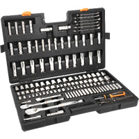 1/4", 3/8”, & 1/2" Drive 90T SAE/MM Mechanics Hand Tool Set Haskins Industrial Inc.