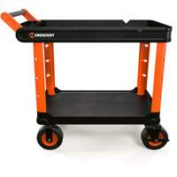 RAILWORKS 2-Shelf Industrial Utility Cart with 8" Casters, 47" L x 24-1/2" W x 37-4/5" H, Black/Orange Haskins Industrial Inc.