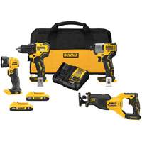 Ensemble de quatre outils combin&eacute;s sans fil et sans balai XR, Lithium-ion, 20 V Haskins Industrial Inc.