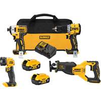 Ensemble de quatre outils combin&eacute;s sans fil et sans balai XR, Lithium-ion, 20 V Haskins Industrial Inc.