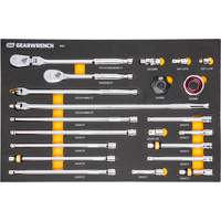 Ensemble d'outils &agrave; cliquet et d'entraînement 3/8" &agrave; 90 dents avec plateau de rangement en mousse Haskins Industrial Inc.