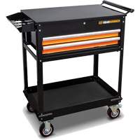 Chariot utilitaire, 2 tiroirs, 32-1/2" la x 42" h, Noir/Orange Haskins Industrial Inc.