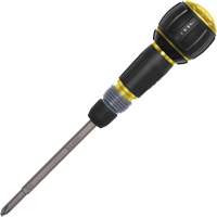 Ratcheting Fastbit Tru-Grip Screwdriver, Phillips & Slotted Bits, 8-1/2" L, Plastic/Cushion Grip Handle Haskins Industrial Inc.