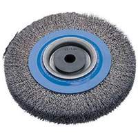 Crimped Wire Bench Wheel Brush, 6" Dia., 0.0118" Fill, 1/2" - 1-1/4" Arbor Haskins Industrial Inc.