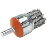 Mounted Knot-Twisted Wire Brush, 1-1/8" Dia., 0.02" Wire Dia., 1/4" Shank Haskins Industrial Inc.
