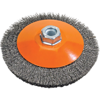 Brosse soucoupe &agrave; fils nou&eacute;s torsad&eacute;s, Dia. 5", Fils 0,02", Arbre 5/8"-11, Acier Haskins Industrial Inc.