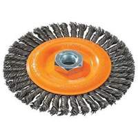 Brosse &agrave; fils nou&eacute;s pour cordons de soudure, Dia. 4", Fils 0,02", Arbre 5/8"-11, Acier Haskins Industrial Inc.