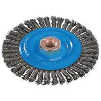 Brosse &agrave; fils nou&eacute;s pour cordons de soudure, Dia. 4", Fils 0,02", Arbre 5/8"-11, Aluminium/Acier inoxydable Haskins Industrial Inc.