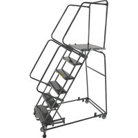 Weight Actuated Lockstep Rolling Ladders, 5 Steps, 24" Step Width, 50" Platform Height, Steel Haskins Industrial Inc.