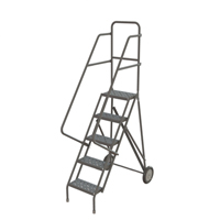 Steel Rolling Ladder, 5 Steps, 16" Step Width, 50" Platform Height, Steel Haskins Industrial Inc.