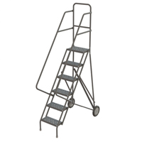 Steel Rolling Ladder, 6 Steps, 16" Step Width, 60" Platform Height, Steel Haskins Industrial Inc.