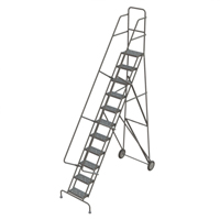 Steel Rolling Ladder, 11 Steps, 16" Step Width, 110" Platform Height, Steel Haskins Industrial Inc.