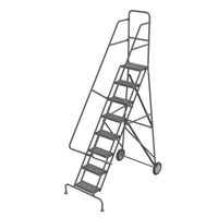 Rolling Ladder, 8 Steps, Serrated, 86" High Haskins Industrial Inc.