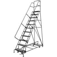 All Directional Rolling Ladder, 11 Steps, 24" Step Width, 110" Platform Height, Steel Haskins Industrial Inc.