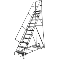 All Directional Rolling Ladder, 12 Steps, 24" Step Width, 120" Platform Height, Steel Haskins Industrial Inc.