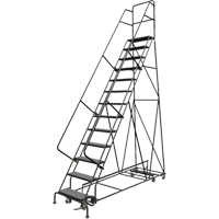 All Directional Rolling Ladder, 13 Steps, 24" Step Width, 130" Platform Height, Steel Haskins Industrial Inc.