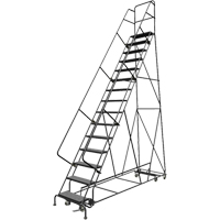 All Directional Rolling Ladder, 15 Steps, 24" Step Width, 150" Platform Height, Steel Haskins Industrial Inc.