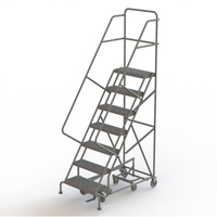 All Directional Rolling Ladder, 7 Steps, 24" Step Width, 70" Platform Height, Steel Haskins Industrial Inc.