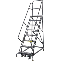 Heavy Duty Rolling Ladder, 8 Steps, 24" Step Width, 80" Platform Height, Steel Haskins Industrial Inc.