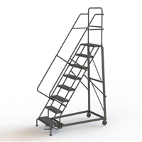 Heavy Duty Rolling Ladder, 8 Steps, 24" Step Width, 80" Platform Height, Steel Haskins Industrial Inc.
