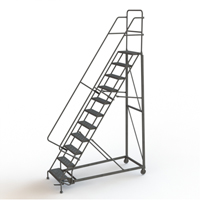 Heavy Duty Rolling Ladder, 11 Steps, 24" Step Width, 110" Platform Height, Steel Haskins Industrial Inc.