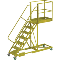 Cantilever Rolling Ladder, Supported, 7 Steps, 40" Platform Depth, 70" Platform Height Haskins Industrial Inc.
