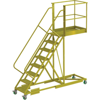 Cantilever Rolling Ladder, Supported, 8 Steps, 40" Platform Depth, 80" Platform Height Haskins Industrial Inc.