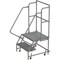 Escabeaux roulants &agrave; dessus profond, 2 marches, Largeur de la marche 16", Hauteur de la plateforme 20", Acier Haskins Industrial Inc.