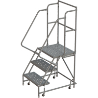 Deep Top Step Rolling Ladder, 3 Steps, 16" Step Width, 30" Platform Height, Steel Haskins Industrial Inc.