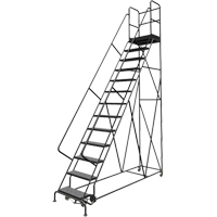 Deep Top Step Rolling Ladder, 13 Steps, 24" Step Width, 130" Platform Height, Steel Haskins Industrial Inc.
