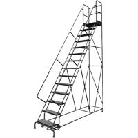 Deep Top Step Rolling Ladder, 14 Steps, 24" Step Width, 140" Platform Height, Steel Haskins Industrial Inc.