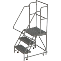 Deep Top Step Rolling Ladder, 3 Steps, 16" Step Width, 30" Platform Height, Steel Haskins Industrial Inc.