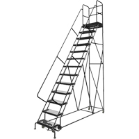 Deep Top Step Rolling Ladder, 13 Steps, 24" Step Width, 130" Platform Height, Steel Haskins Industrial Inc.